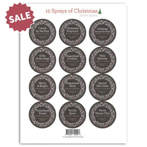 "Assorted 12 Sprays of Christmas" Labels (Sheet of 12)