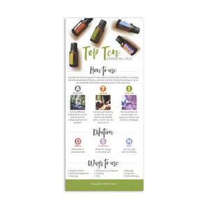 "Top 10 Essential Oils" Reference Cards (Pack of 25)
