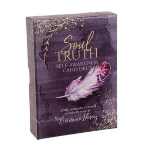 Close up of the front of the deck box for Soul Truth: Self-Awareness Card Deck By Brianne Hovey (55 Cards)