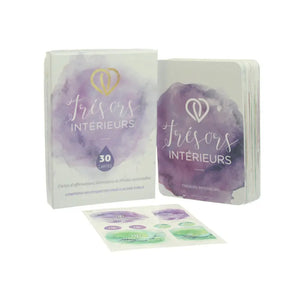 French "Treasures Within" Emotions and Essential Oil Affirmation Cards and Bottle Labels