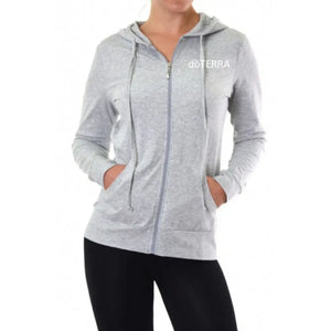 Womens Extra Large (Xl) Heather Gray Doterra Zip-Up Thin Hoodie