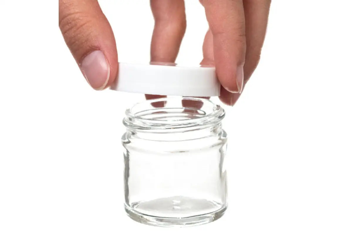 1 oz. Clear Glass Salve Container with White Lid