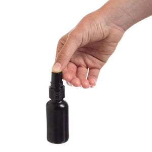 1 Oz. Black Glass Bottles With Treatment Pumps (Pack Of 6)