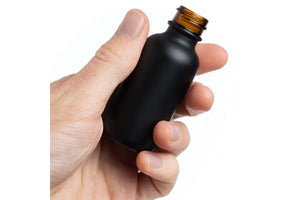 1 Oz. Black Glass Boston Round Bottle (20-400 Neck Size)