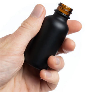 1 Oz. Black Glass Boston Round Bottle (20-400 Neck Size)