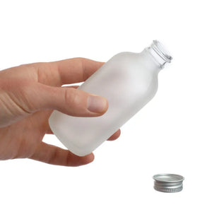 4 Oz. Frosted Glass Bottle With Aluminum Cap