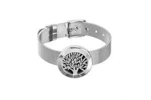 Interchangeable Design Stainless Steel Crystals Locket Mesh Diffusing Bracelet Silver