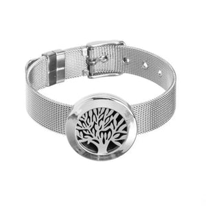 Interchangeable Design Stainless Steel Crystals Locket Mesh Diffusing Bracelet Silver