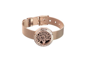 Interchangeable Design Stainless Steel Crystals Locket Mesh Diffusing Bracelet