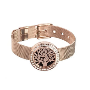 Interchangeable Design Stainless Steel Crystals Locket Mesh Diffusing Bracelet