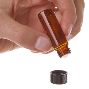 1 Dram Amber Glass Vials Orifice Reducers And Black Caps (Pack Of 12)