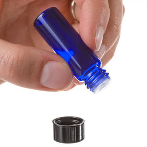 1 Dram Blue Glass Vials Orifice Reducers And Black Caps (Pack Of 6)