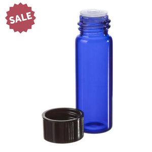 1 dram Blue Glass Vials Orifice Reducers and Black Caps (Pack of 6)