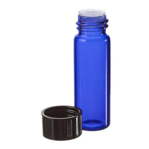 1 dram Blue Glass Vials Orifice Reducers and Black Caps (Pack of 6)