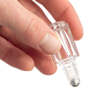 4 Ml Clear Square Glass Vials With Metal Roll-Ons And Matte Black Caps (Pack Of 6)