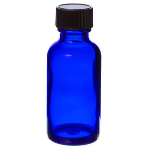 1 oz. Blue Glass Bottles with Black Caps (Pack of 6)