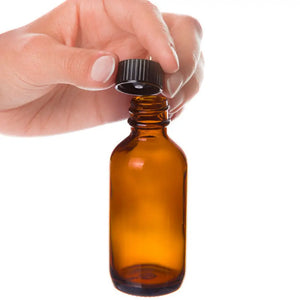 2 Oz. Amber Glass Bottle With Black Cap