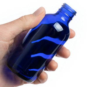 4 Oz. Blue Glass Boston Round Bottle (24-400 Neck Size)