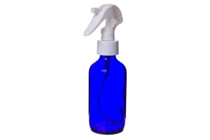 4 oz. Blue Glass Bottle with White Trigger Sprayer