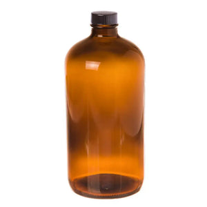 32 oz. Amber Glass Bottle with Black Cap