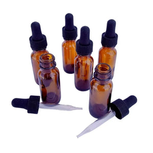 1/2 Oz. Amber Glass With Dropper Caps (Pack Of 6)