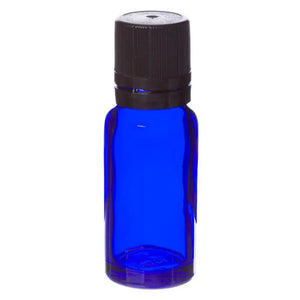 15 ml Blue Glass Vials and Black Euro-style Caps with Orifice Reducers (Pack of 6)