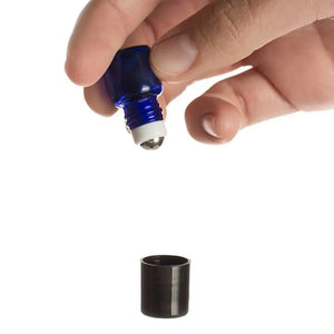 1 Ml Blue Glass Vials With Metal Roll-Ons And Black Caps (Pack Of 6)