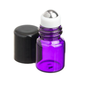 1 ml Purple Glass Vials with Metal Roll-ons and Black Caps (Pack of 12)