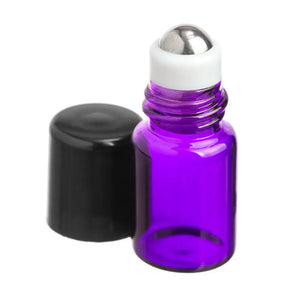 2 Ml Purple Glass Vials With Metal Roll-Ons And Black Caps (Pack Of 144)