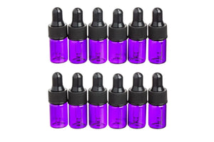 2 Ml Purple Glass Vials With Dropper Caps (Pack Of 12)