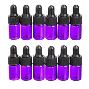2 Ml Purple Glass Vials With Dropper Caps (Pack Of 12)