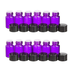 2 Ml Purple Glass Vials Orifice Reducers And Black Caps (Pack Of 12)