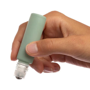 1/3 Oz. Matte Aqua Glass Bottles With Metal Roll-Ons And Gold Caps (Pack Of 6)