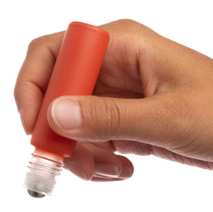 1/3 Oz. Matte Coral Glass Bottles With Metal Roll-Ons And Gold Caps (Pack Of 6)