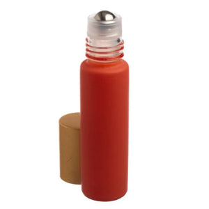1/3 oz. Matte Coral Glass Bottles with Metal Roll-ons and Gold Caps (Pack of 6)