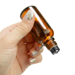 30 Ml Amber Glass Vials With Stainless Steel Roll-Ons And Black Caps (Pack Of 6)