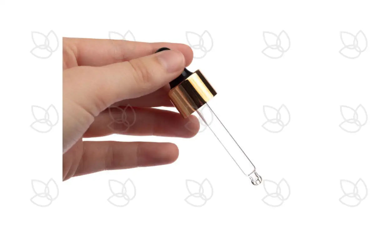 Gold-rimmed Dropper Cap Assemblies for 15 ml Glass Vials, 18-415 Neck Size (Pack of 6)