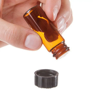 2 Dram Amber Glass Vials Orifice Reducers And Black Caps (Pack Of 6)