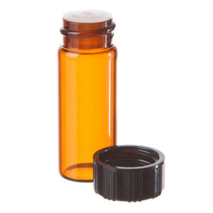2 dram Amber Glass Vials Orifice Reducers and Black Caps (Pack of 6)