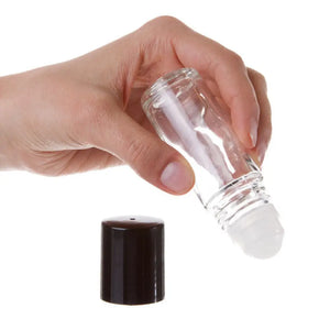 1 Oz. Clear Glass Roll-On Vials With Black Caps (Pack Of 2)