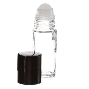 1 oz. Clear Glass Roll-on Vials with Black Caps (Pack of 2)