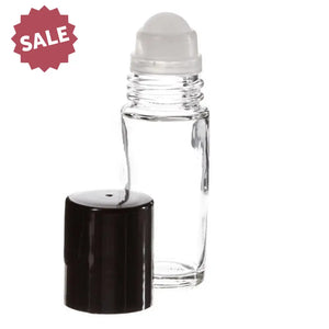 1 oz. Clear Glass Roll-on Vials with Black Caps (Pack of 2)