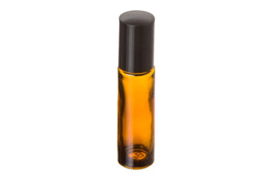 1/3 Oz. Amber Glass Roll-On Vials With Black Caps (Pack Of 6)