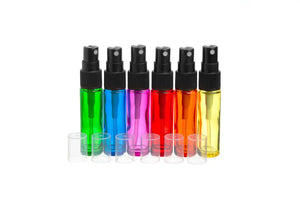10 ml Rainbow-colored Glass Vials with Misting Spray Tops (Pack of 6)