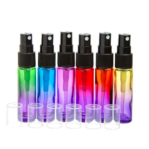 10 ml Ombre Rainbow-Colored Glass Vials with Misting Sprayers (Pack of 6)