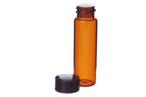 4 dram Amber Glass Vials  Orifice Reducers  and Black Caps (Pack of 6)