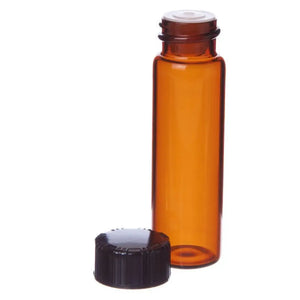 4 dram Amber Glass Vials Orifice Reducers and Black Caps (Pack of 6)