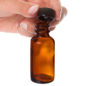 1 Oz. Amber Glass Bottles With Black Caps (Pack Of 6)