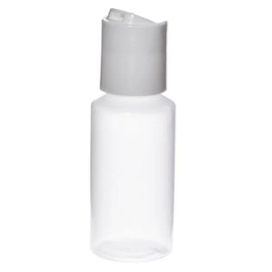 1 oz. Natural Plastic Bottles with White Disc-top Caps (Pack of 6)