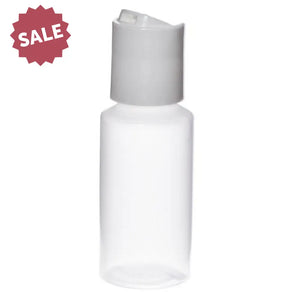1 oz. Natural Plastic Bottles with White Disc-top Caps (Pack of 6)
